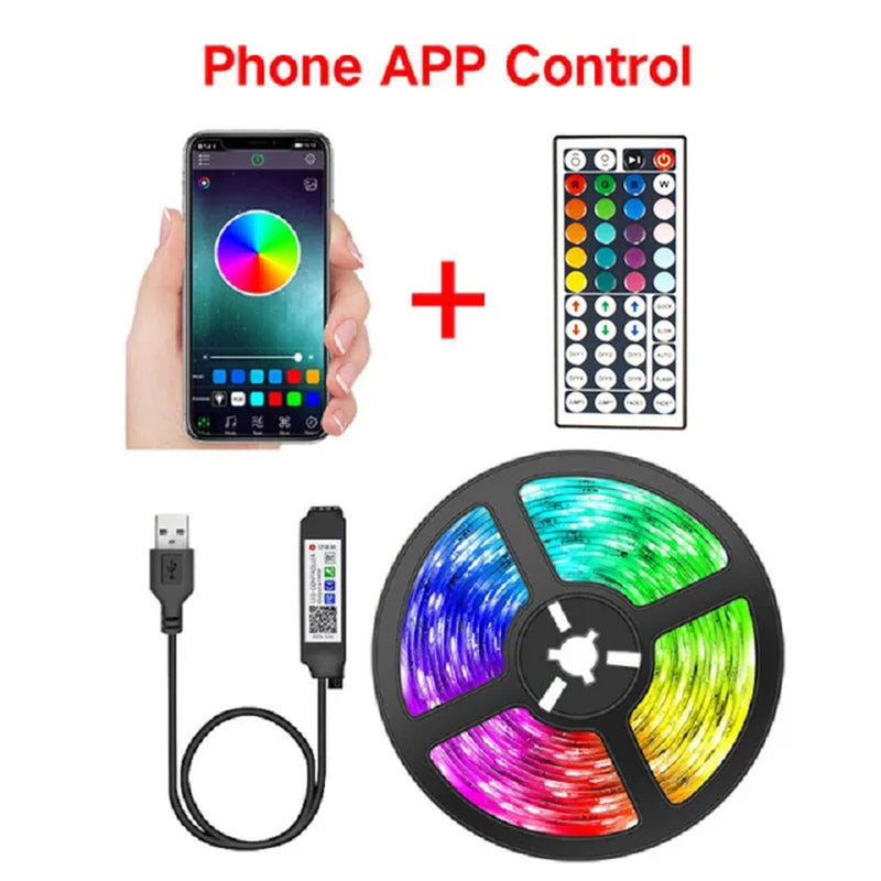 Bluetooth LED Strips SMD5050 Phone Control Neon Ice Lighting with 24Key Lamp for Bedroom Decoration TV Backlight DC5V Room Decor