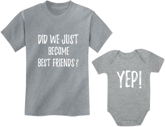 Did We Just Become Best Friends? Big Brother Sister Little Sis Bro Sibling Matching Kids T-Shirt and Baby Bodysuit