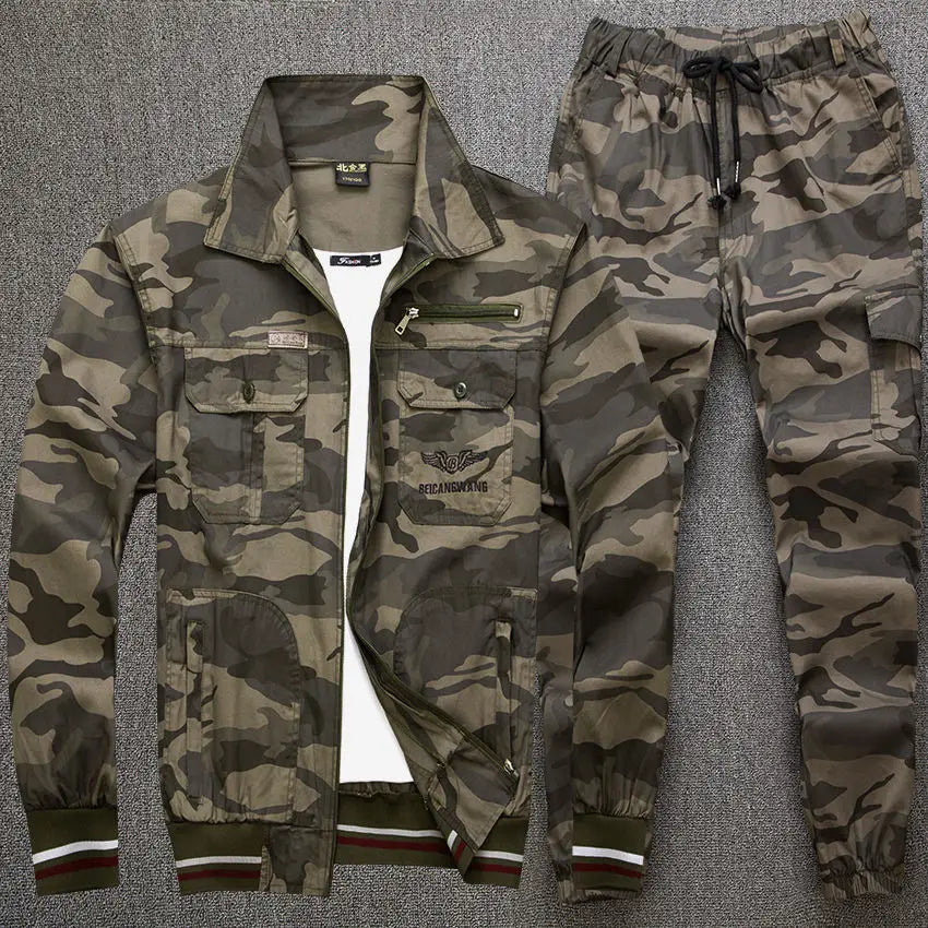 Summer Thin Work Clothes, Men'S Cotton Suit Camouflage Suit Welder'S Breathable Spiral Elastic Labor Protection Clothing