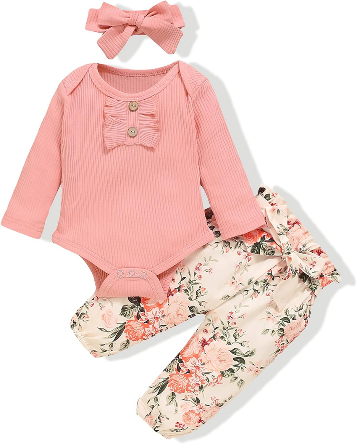 Newborn Infant Baby Girl Clothes Romper Pants Set Cotton Floral Outfits Baby Clothes for Girls