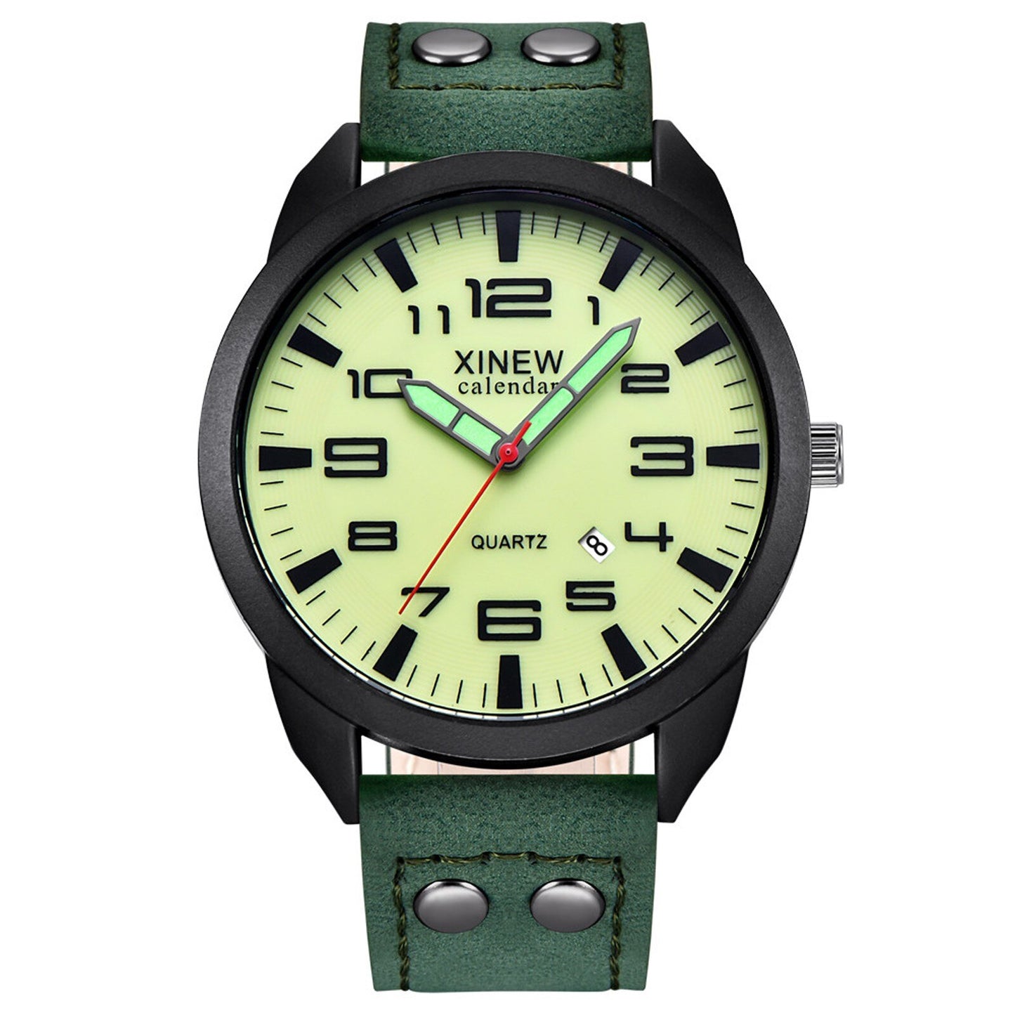 Arabic Numerals Calendar Luminous Dial Outdoor Men'S Casual Quartz Watch Leather Strap Simple Men'S Watch