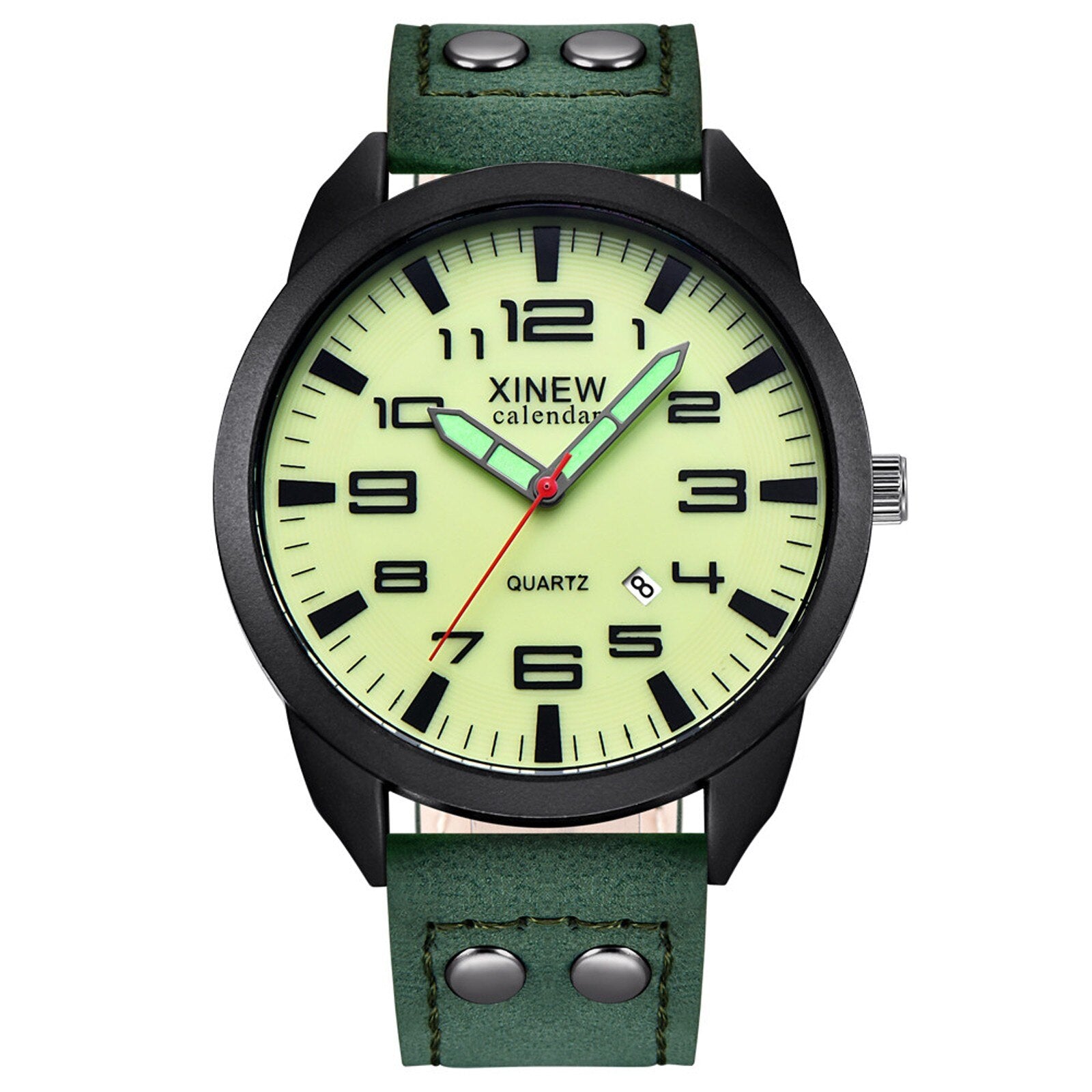 Arabic Numerals Calendar Luminous Dial Outdoor Men'S Casual Quartz Watch Leather Strap Simple Men'S Watch